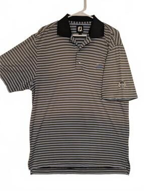 FootJoy Performance Golf Polo Blue Striped Short Sleeve Mens Medium